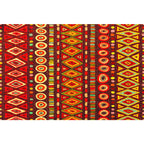 Dark Red Americana Tribal Carpet Striped Geometric Polyester Pet Friendly Stain Resistant Rug for Accent Area