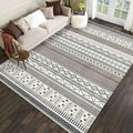 Bohemian Striped Geometric Rug Fabric Rug for Living Room Non-Slip Back Rug in Light Green and Brown