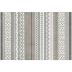 Bohemian Striped Geometric Rug Fabric Rug for Living Room Non-Slip Back Rug in Light Green and Brown