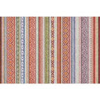 Bohemian Style Indoor Rug Striped Geometric Shine Rug with Zigzag Lines and Diamond Synthetic Non-Slip Rug