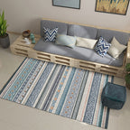 Bohemian Style Indoor Rug Striped Geometric Shine Rug with Zigzag Lines and Diamond Synthetic Non-Slip Rug