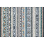 Bohemian Style Indoor Rug Striped Geometric Shine Rug with Zigzag Lines and Diamond Synthetic Non-Slip Rug