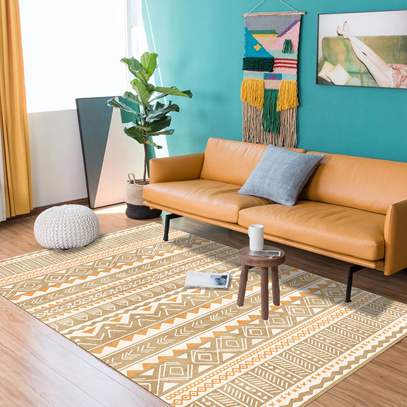 Indian America Area Rug Striped Diamond Geometric Synthetic Stain Resistant Power Loom Rug for the Area around the Fireplace