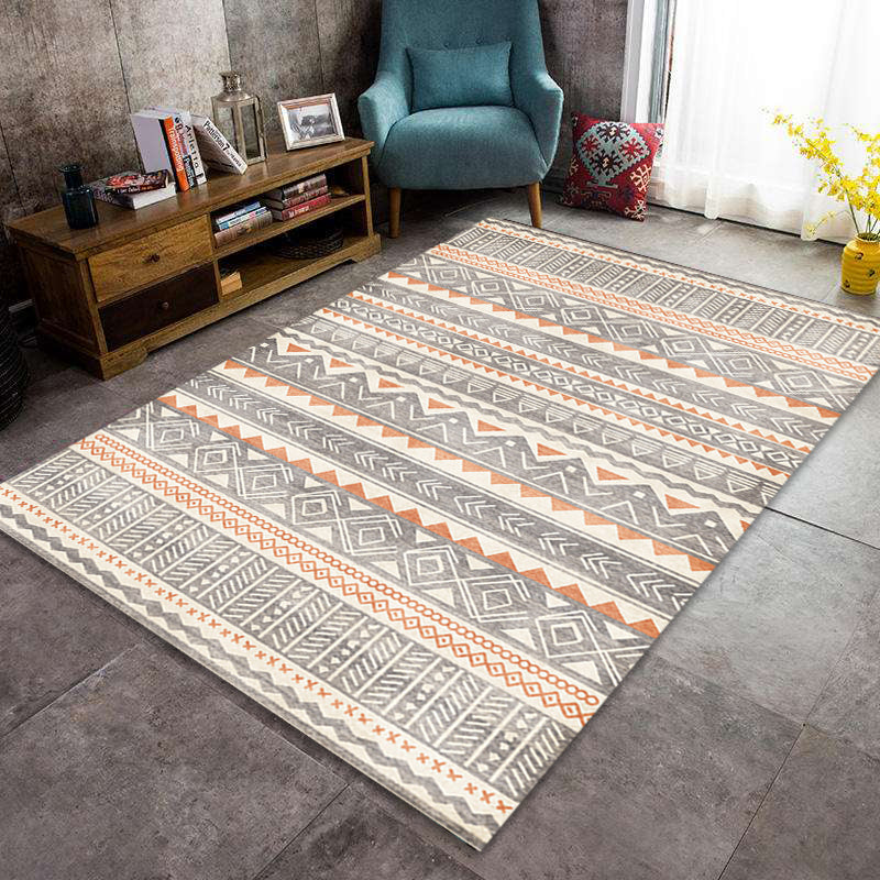 Indian America Area Rug Striped Diamond Geometric Synthetic Stain Resistant Power Loom Rug for the Area around the Fireplace