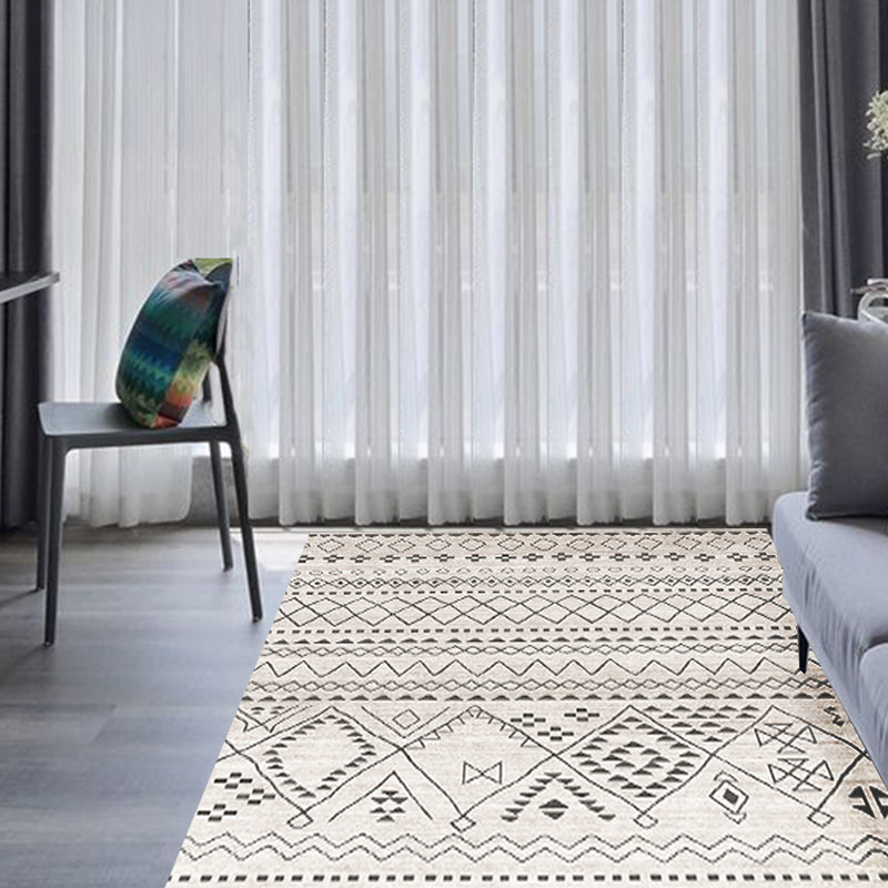 Southwestern Rug Simple Geometric Diamond Washable Rug for Bedroom Power Loom Washable Non-Slip Rug