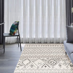 Southwestern Rug Simple Geometric Diamond Washable Rug for Bedroom Power Loom Washable Non-Slip Rug