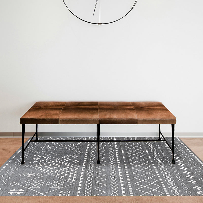 Southwestern Rug Simple Geometric Diamond Washable Rug for Bedroom Power Loom Washable Non-Slip Rug