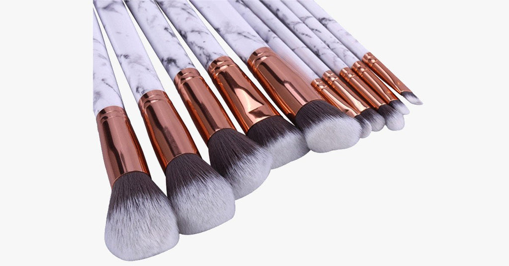 Chic Brush Set with Marble Handle - Versatile Luxuriously Looking Brushes