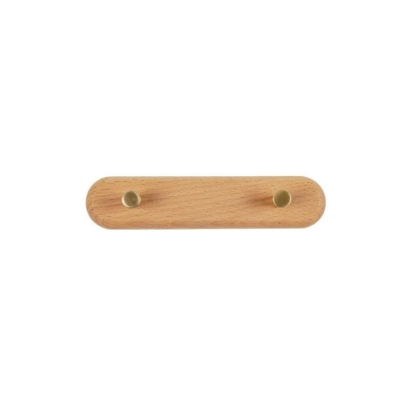 WandHout – Minimalistic wooden wall coat rack with brass hooks