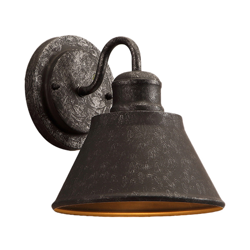 Metal Antique Black Wall Lights Drum/Trumpet Shade 1-Light Retro Rustic Wall Lamp Fixture