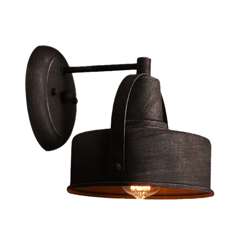 Metal Antique Black Wall Lights Drum/Trumpet Shade 1-Light Retro Rustic Wall Lamp Fixture