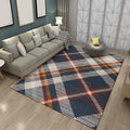 Red and blue modern rug polyester plaid rug washable non-slip backing rectangular rug for the living room