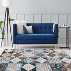 Moroccan Living Room Rug Colorful Petal Diamond Pattern Rug Polyester Non-slip Flooring