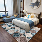 Moroccan Living Room Rug Colorful Petal Diamond Pattern Rug Polyester Non-slip Flooring