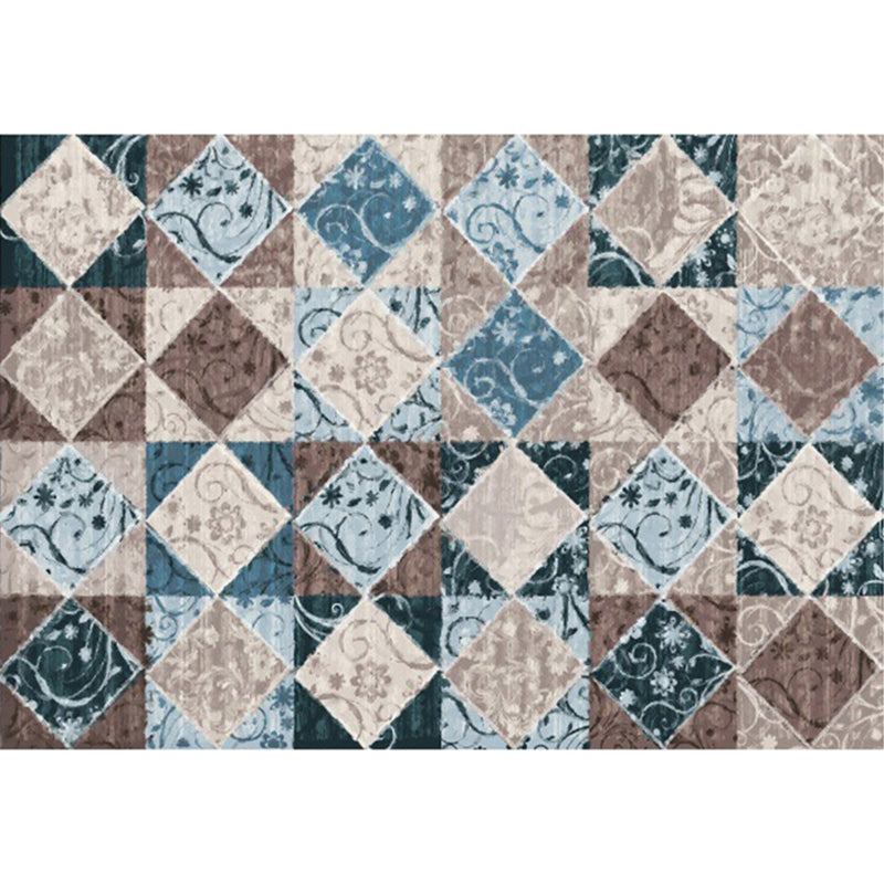 Moroccan Living Room Rug Colorful Petal Diamond Pattern Rug Polyester Non-slip Flooring