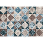 Moroccan Living Room Rug Colorful Petal Diamond Pattern Rug Polyester Non-slip Flooring