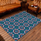 Eastern geometric floral pattern rug in green Moroccan rug polyester non-slip backing rug for bedroom