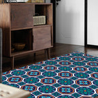 Eastern geometric floral pattern rug in green Moroccan rug polyester non-slip backing rug for bedroom