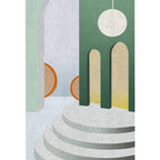 Green and White Modern Carpet Polyester Abstract Color Block Carpet Washable Rectangular Carpet for Bedroom