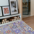 Moroccan Floral Pattern Rug in Purple Polyester Rug Non-Slip Living Room Rug for Home Decoration