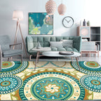 Yellow Moroccan Carpet Polyester Flower Circle Dots Pattern Rug Non-Slip Mat Rug for Home Decor