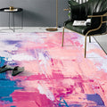 Modern bedroom rug in pink abstract painting print rug polyester washable area rug