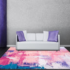 Modern bedroom rug in pink abstract painting print rug polyester washable area rug