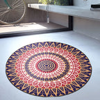 Vintage Floral Carpet Red and Yellow Moroccan Carpet Polyester Non-Slip Back Machine Washable Carpet for the Bedroom