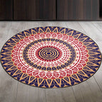 Vintage Floral Carpet Red and Yellow Moroccan Carpet Polyester Non-Slip Back Machine Washable Carpet for the Bedroom