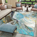 Modern rug for the living room in blue abstract marble pattern rug polyester washable rug