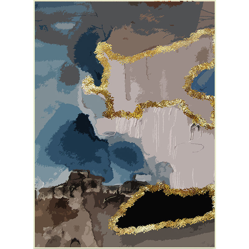 Nordic Modern Carpet in Brown Abstract Painting Print Carpet Polyester Washable Carpet for Home Decor