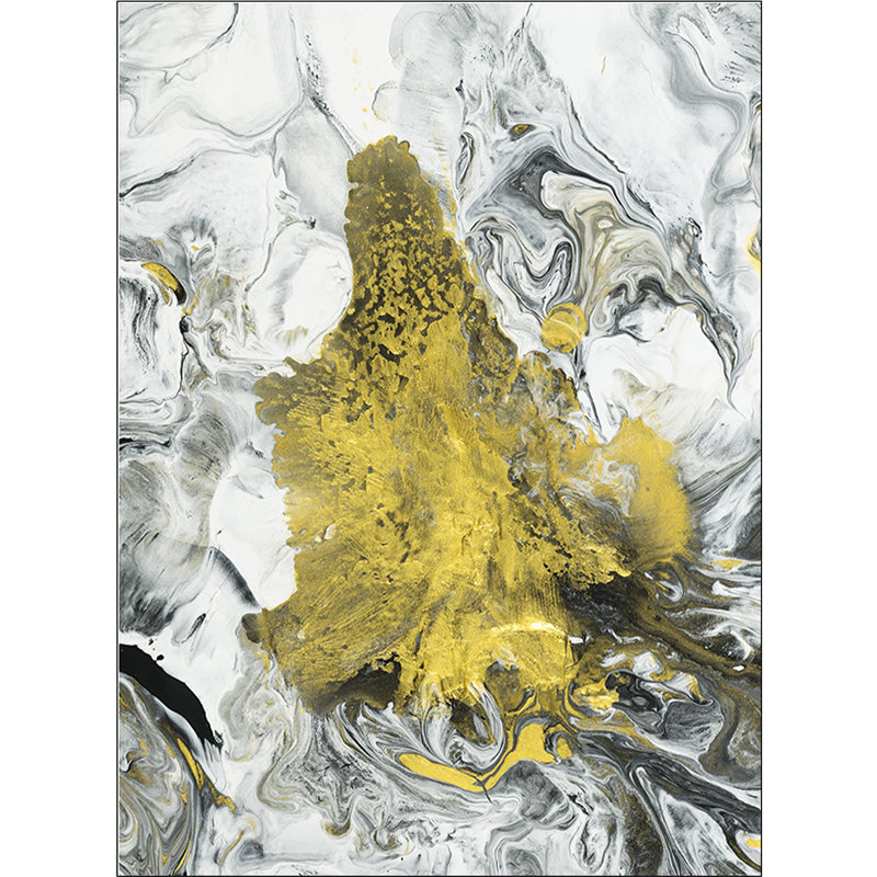 Modern living room rug in white and yellow abstract paint pattern rug polyester washable rug