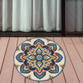 Blue and Yellow Southwest Rug Synthetic Tribal Rug Non-Slip Back Area Rug for Bedroom