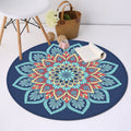 Tribal southwestern flower rug blue polyester rug anti-slip mat rug for bedroom