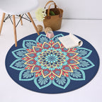 Tribal southwestern flower rug blue polyester rug anti-slip mat rug for bedroom