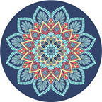 Tribal southwestern flower rug blue polyester rug anti-slip mat rug for bedroom