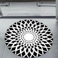 Black and White Moroccan Carpet Polyester Floral Carpet Non-Slip Back Carpet for Living Room