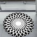 Black and White Moroccan Carpet Polyester Floral Carpet Non-Slip Back Carpet for Living Room