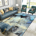 Blue Bedroom Carpet Modern Abstract Line Splash Ink Pattern Rug Polyester Washable Rug
