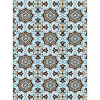 Blue and brown Moroccan carpet polyester floral pattern non-slip rug for home decor