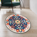 Red and blue bedroom rug southwestern tribal rug synthetic non-slip backing area rug