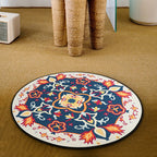 Red and blue bedroom rug southwestern tribal rug synthetic non-slip backing area rug