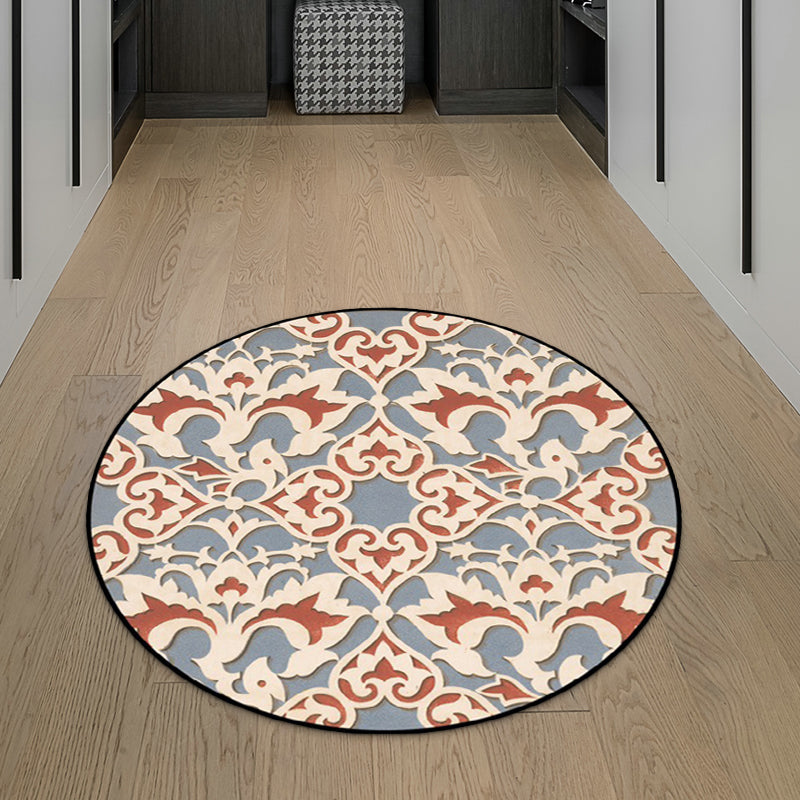 Light Blue Americana Rug Polyester Southwestern Pattern Rug Non-slip Back Rug for Bedroom