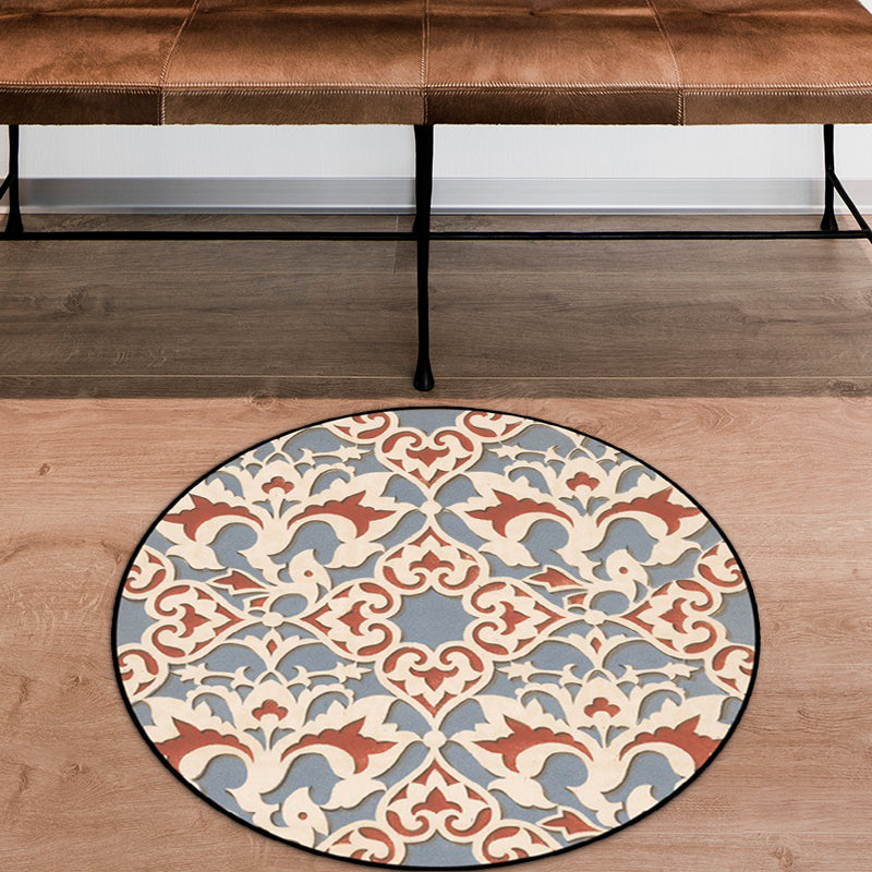 Light Blue Americana Rug Polyester Southwestern Pattern Rug Non-slip Back Rug for Bedroom