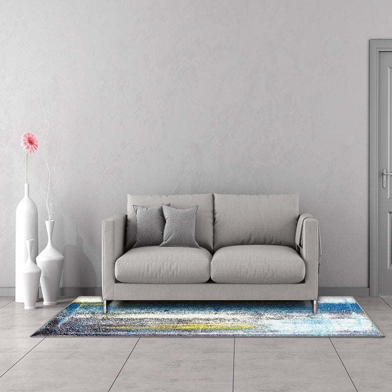 Gray Bedroom Rug Modern Abstract Watercolor Pattern Rug Polyester Washable Rug