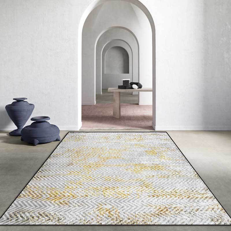 Gray Bedroom Rug Modern Abstract Chevron Stripe Pattern Rug Polyester Washable Rug