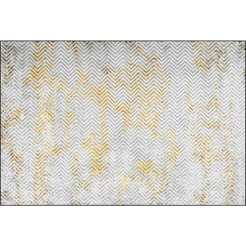Gray Bedroom Rug Modern Abstract Chevron Stripe Pattern Rug Polyester Washable Rug