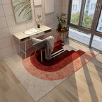 Red and Brown Contemporary Carpet Polyester Color Block Abstract Carpet Washable Rectangular Rug for the Bedroom