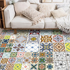 Mediterranean geometric floral pattern carpet multicolor Moroccan carpet polyester non-slip back carpet for bedroom
