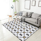 Gray Moroccan Rug Polyester Flower Diamond Print Rug Non-Slip Flooring for Home Decor
